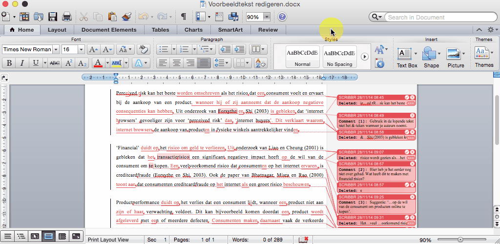 reviewing comments in word for mac