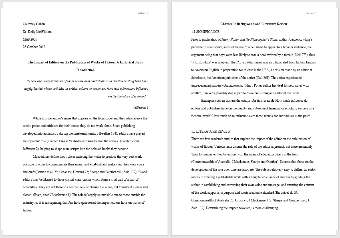 thesis formatting pages