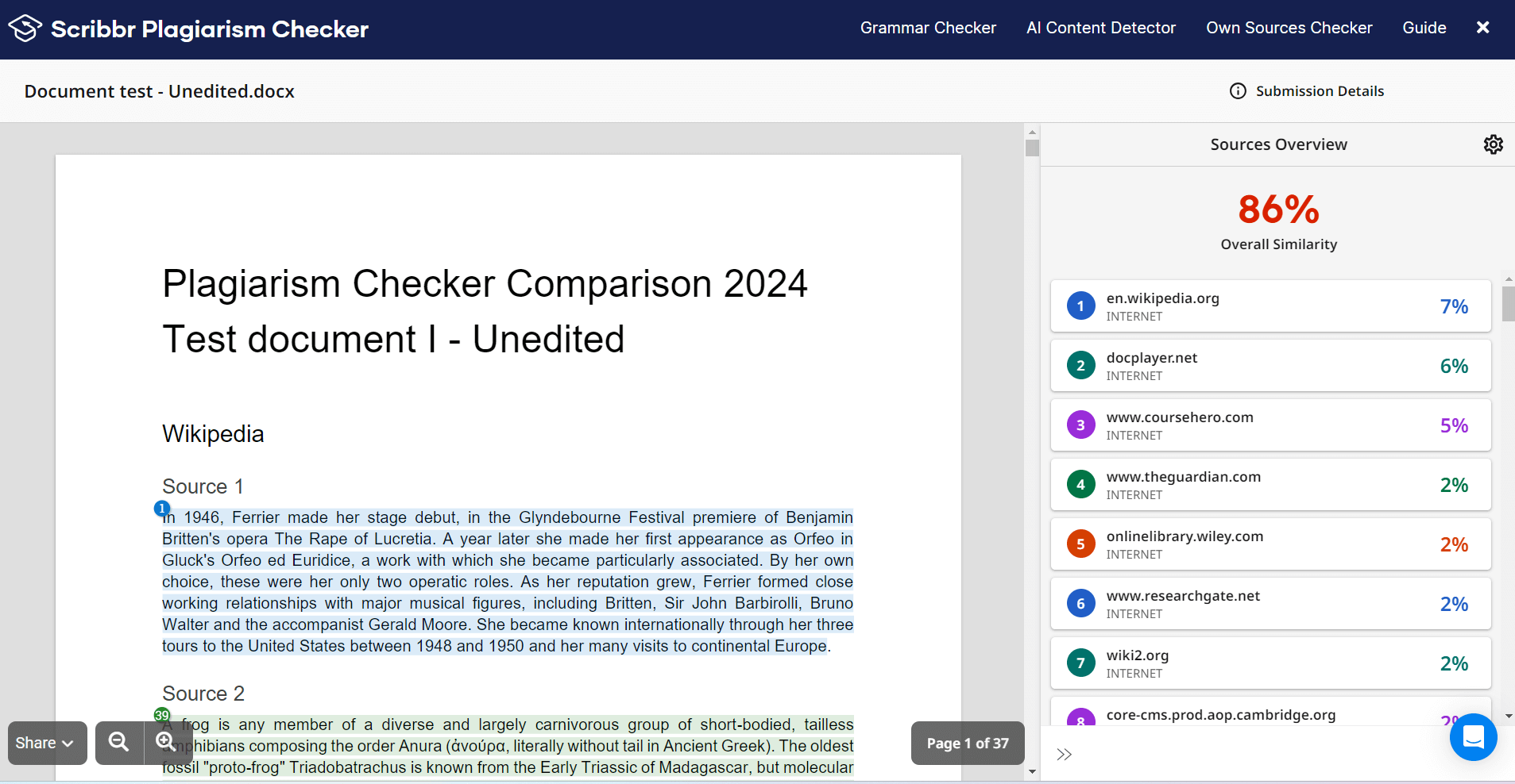 best plagiarism checker scribbr